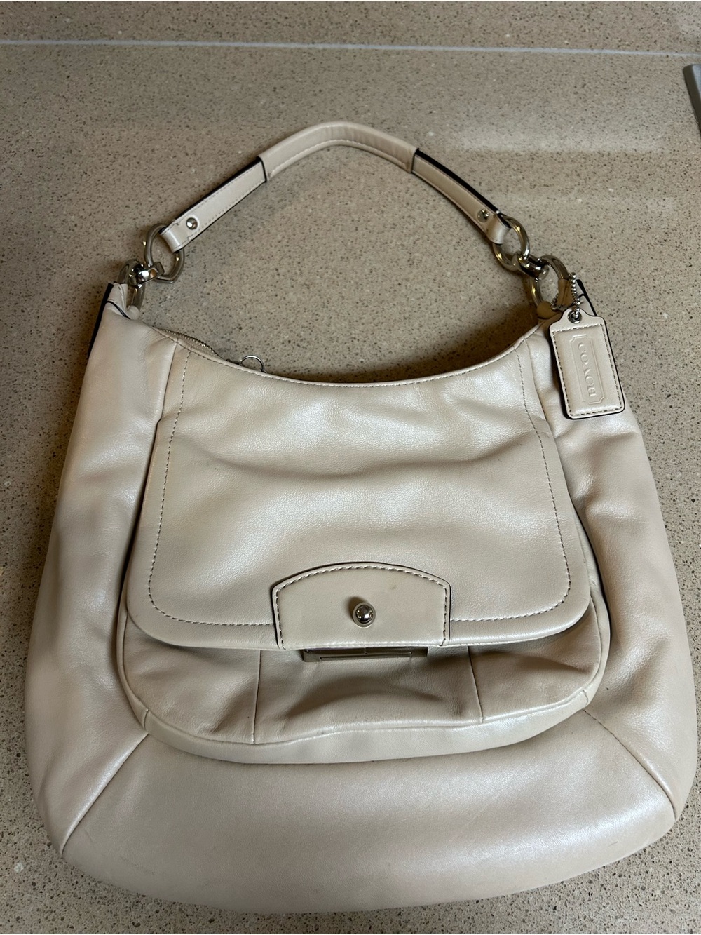 Coach Leather Hobo Bag in Soft Cream